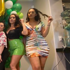 Laser printed 2000s Y2K Mini Ruched Dress